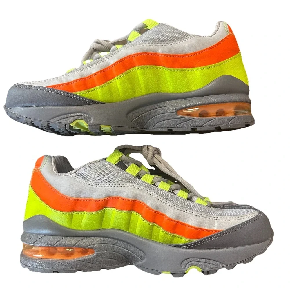 Nike Airmax 95 GS Vast Grey Volt Orange Neon Yellow 905348-019 Sz 4.5Y Womens 6